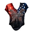 thumbnail image 4 of MEICHEN Women's V Neck Butterfly & Rose Print T Shirt Patriotic Glitter Graphic Casual Top, 4 of 4