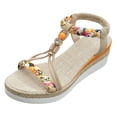 thumbnail image 5 of Rokment Womens Ethnic Boho Platform Dress Sandals 2026 Summer Beach Vacation Braided Memory Foam Wedge High Heels Gladiaator Slingback Sandals Orange Size 8, 5 of 6