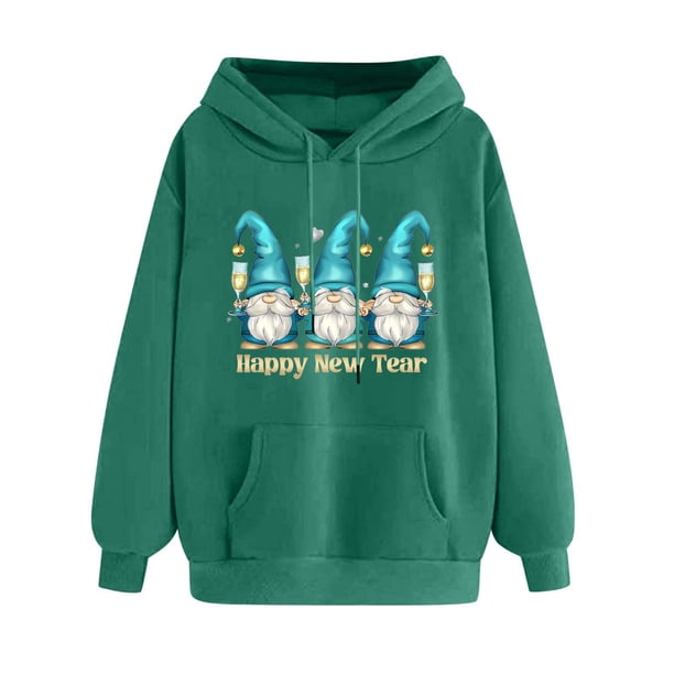 WILLBEST Sudadera de Mujer con Capucha Estampada Navideña para Otoño/Invierno, Talla Grande, Gruesa, Informal y Holgada Chica
