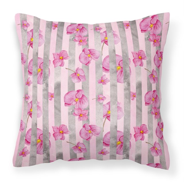 "Treasures BB7502PW1818 Watercolor Pink Grey Stripes Outdoor Canvas Pillow, Multicolor" Caroline's Treasures BB7502PW1818