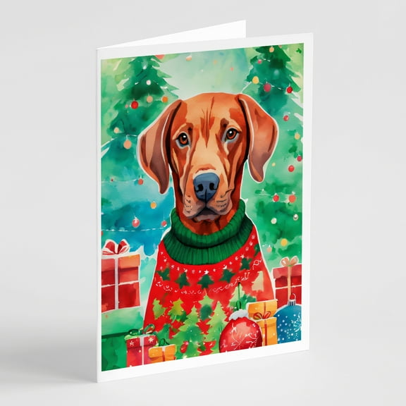 Vizsla Christmas Greeting Cards Pack of 8 7 in x 5 in