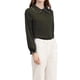 thumbnail image 4 of Camisas de trabajo con cuello Peter Pan y volantes para mujeres Inspire Chic en verde ejército, 4 of 8