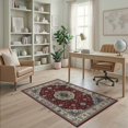 thumbnail image 2 of ODIKA 4'x6' Washable Area Rug Boho Large Farmhouse Mosaic Vintage Rosette Center Bohemian Teal for Home Office, Under Desk, Non-Slip Chair-Friendly, Flatwoven, 2 of 7