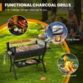 thumbnail image 4 of Patiojoy Barbecue Charcoal Grills Stainless Steel Camping Grill w/ Wind Guard Seasoning Racks & Storage Shelf, 4 of 9