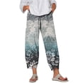thumbnail image 6 of QATAINLAV Wamen Plus Size Crop Pant Summer Linen Petal Hem Capri Pants Beach Vacation Clothes Floral Printed Casual Elastic Waist Capris Multicolor XXXXL, 6 of 6
