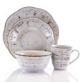 thumbnail image 2 of Elama Rustic Birch 16 Piece Stoneware Round Dinnerware Set in White, 2 of 2
