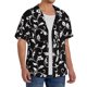 thumbnail image 2 of Fotbe Black White Leaves Camisa Estampada de Manga Corta para Hombre, Casual de Verano, Estilo Playero, Sin Arrugas-Small, 2 of 5