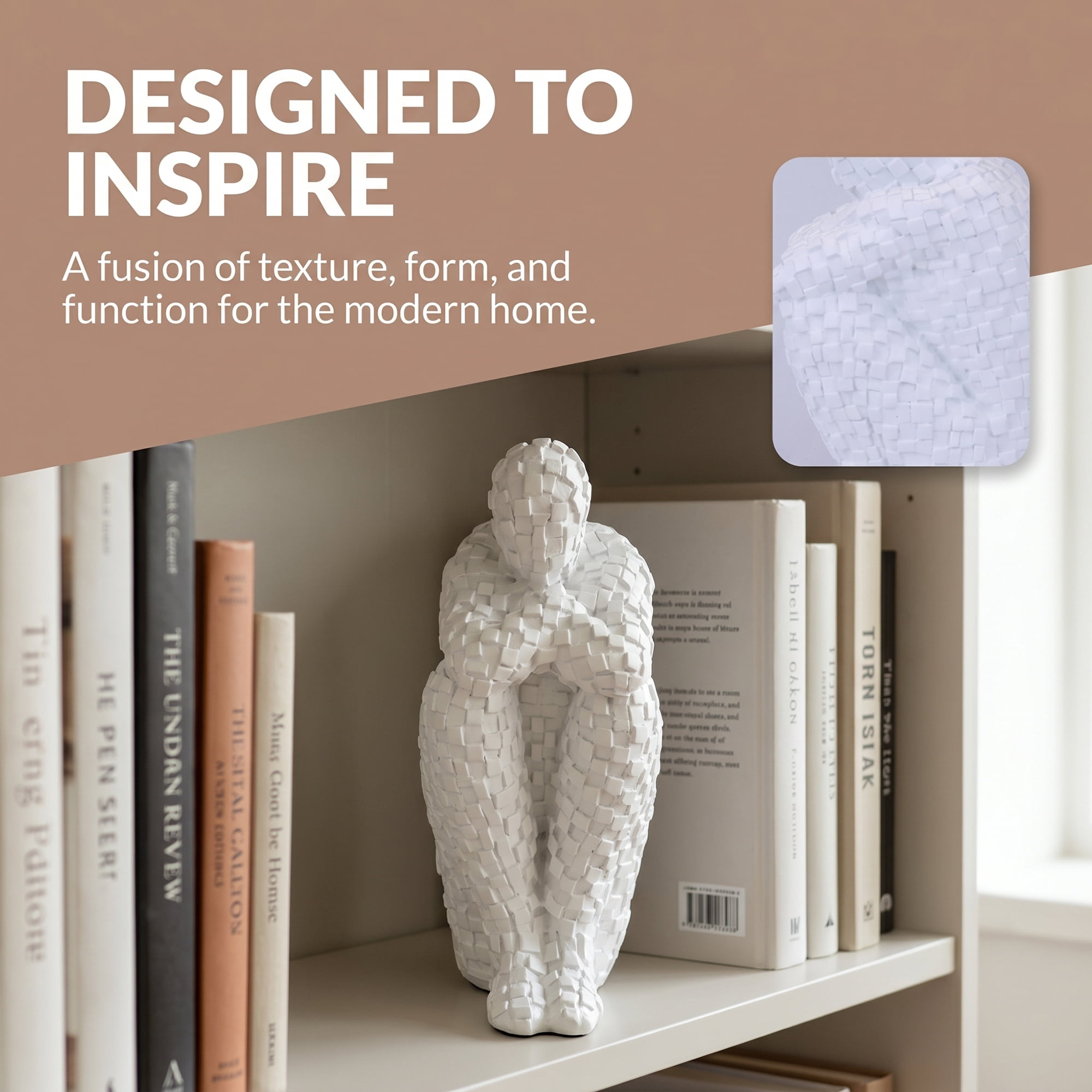 Unique Bargains Decorative Character Modern Figurine Book End White 4.1*2.6*7.9inch