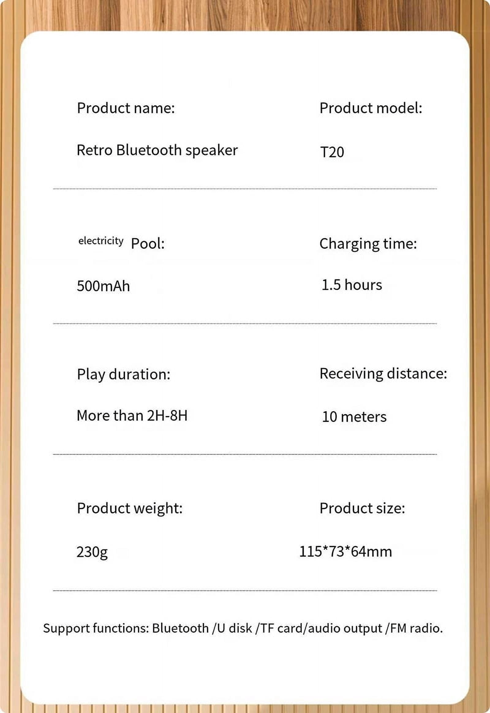 Rucfhh T20 Bluetooth Speaker Portable,retro bluetooth speaker,bluetooth speaker with fm radio,USB TF Card Support 1 Pack