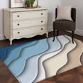 thumbnail image 4 of 2.7x5 Washable Area Rug, Abstract Geometric Non-Slip Rectangle Rug for Bedroom Bedside, Blue Brown Gradient Waves Beach Indoor Floor Mat for Home Decor, 4 of 9