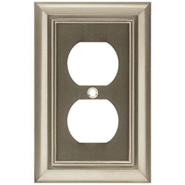 Brainerd 64234 Architect Single Duplex Outlet Cover Plate Brushed Satin Nickel