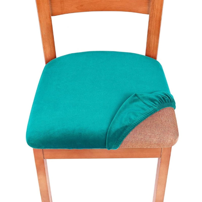 HGYCPP Velvet Dining Room Chair Seat Covers Stretch Fitted Solid Color Upholstered Chair Cushion