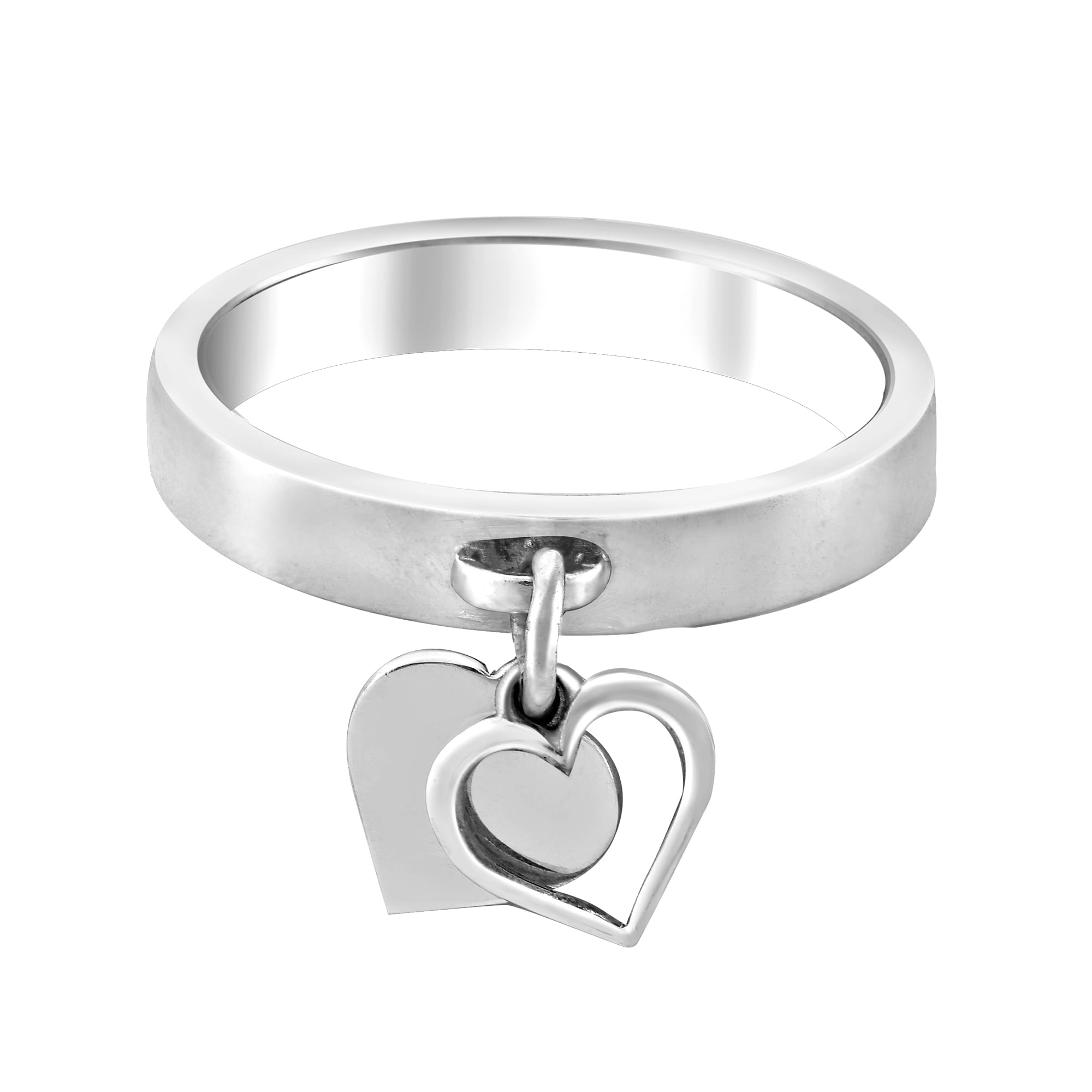 Silver ring 2024 with dangling heart