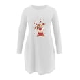 thumbnail image 4 of Robes d'Automne pour Femmes Col Rond Imprimé de Noël Robe à Manches Longues Décontractée Fluide Robe Courte de Fête avec Poches, 4 of 5