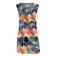 thumbnail image 5 of USSUMA Dress Women's Wedding Guest Loose Swing Flowy T Shirt Midi Sundresses for Women Casual Beach Diamond Shape Print Crewneck Sleeveless Summer Sun Dresses Graduation, 5 of 6