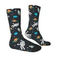 thumbnail image 2 of Goofa Space Printed Men's Crew Socks, Soft Durable Breathable Moisture-Wicking with Odor Control Cotton socks, 2 of 9