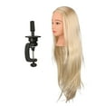 thumbnail image 1 of MERIGLARE Modèle d'Entraînement Pratique en Cheveux Humains Mannequin de Coiffure Modèle de Tête avec Support. 26 Po Blond, 1 of 8