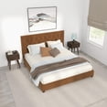 thumbnail image 3 of Elda Mid Century Modern Cognac Tan Velvet Upholstered King Platform Bed, 3 of 3