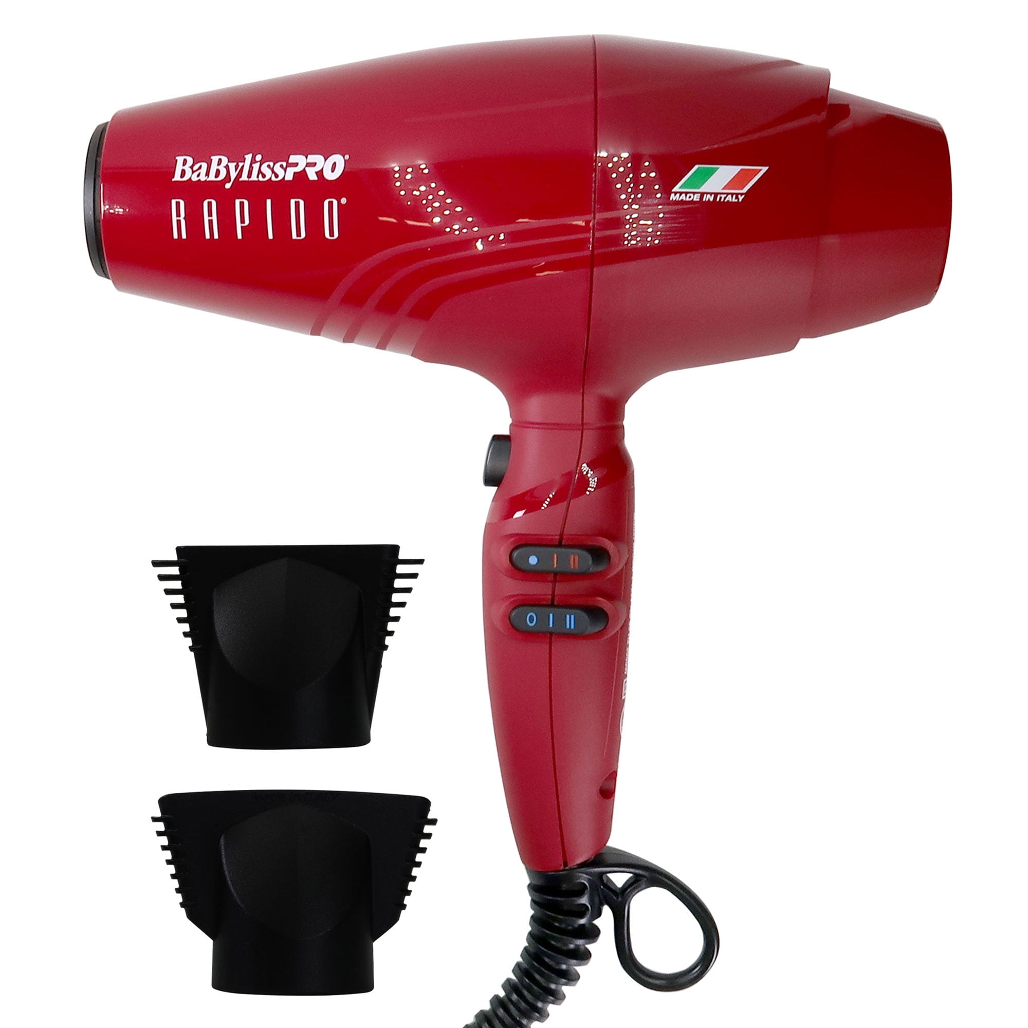 BaByliss Pro Rapido Nano Titanium Professional Quality Italian Performance Hair Dryer 2000 Watt Blow Dryer Red BRRAP1
