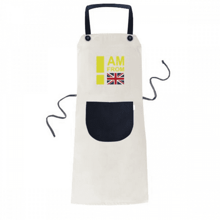 

I Am From United Kingdom Art Deco Fashion Apron Adjustable Bib Cotton Linen BBQ Kitchen Pocket Pinafore