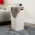 thumbnail image 3 of Mind Reader 60L Slim Laundry Hamper, Clothes Basket, Lid, Wicker Style, Plastic, 17.65"L x 13.75"W x 24.15"H, Set of 2, Ivory, 3 of 9
