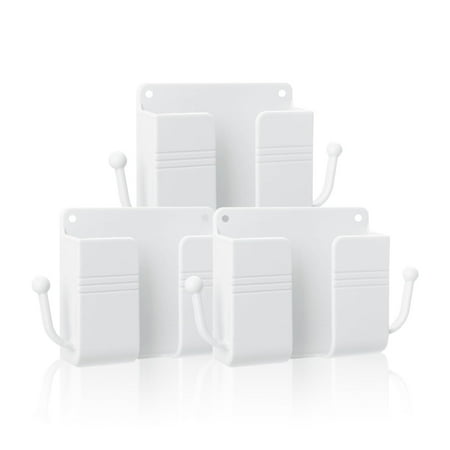 

HAIJSEVR 3 Pcs Wall DHF10 Mount Phone Holder Phone Stand for Bed Wall Mounted Shower Phone Holder Remote Control Holder with Hooks Self-Adhesive Universal Media Organizer Storage Box