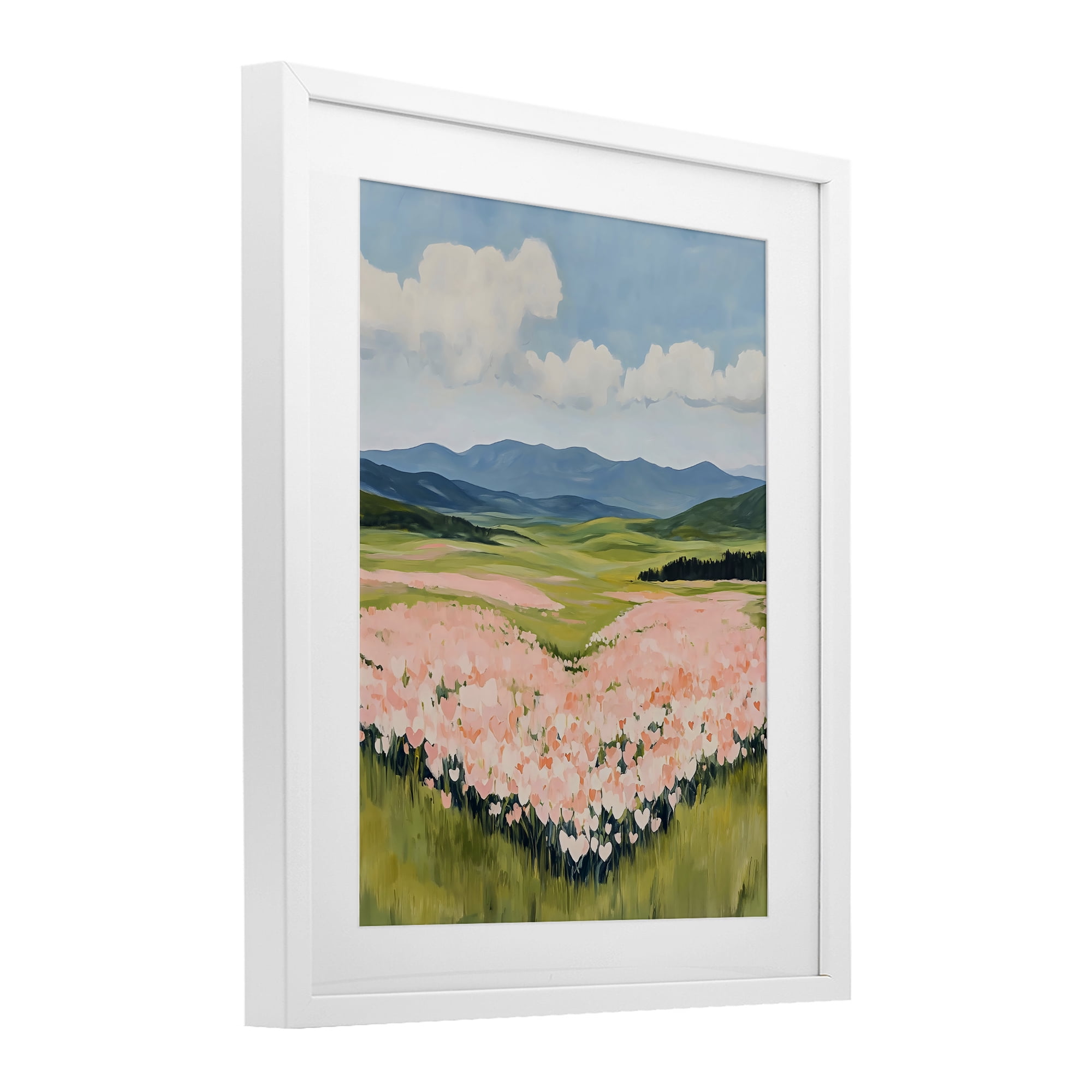 Stupell Industries Heart Shaped Flower Field White Framed Print Under Glass, design by The Prints Vibe