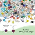 thumbnail image 2 of 180 piezas de dijes colgantes de 9 colores, colgantes de vidrio galvanizado, cuentas de gota con tapa de latón, dijes de cuentas de vidrio transparente, 2 of 5