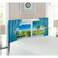 thumbnail image 2 of Country Headboard, Rural View from the Window Reflection in Water Lake Tree in Summertime, Upholstered Decorative Metal Bed Headboard with Memory Foam, Twin Size, Slate Blue Green White, by Ambesonne, 2 of 4