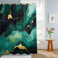 thumbnail image 4 of Shower Curtains for Bathroom, Teal Marble Waterproof Fabric Shower Curtain, Modern Green Golden Abstract Ombre Texture Decorative Bathroom Curtain for Bathtub, 72"x84", No Hooks Included, 4 of 9