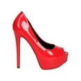 thumbnail image 2 of Liliana FF26 Women Patent Leatherette Peep Toe Platform Stiletto Pump, 2 of 5