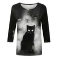 thumbnail image 4 of Inverlee Womens Halloween Shirts Funny Pumpkin Ghost Graphic Tees Loose Fit Crewneck T-shirt 3/4 Sleeve Tunic Blouse Tops Halloween Clothes, 4 of 5