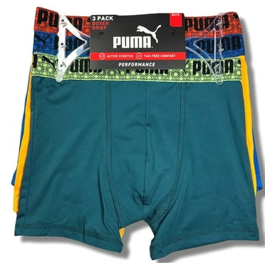 PUMA BOXER BOYS X3 - 241 GREEN YELLOW SZ LARGE 12 14 - 3 PACK UNDERWEAR