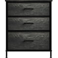 thumbnail image 3 of Sorbus Nightstand with 3 Drawers - Steel Frame, Wood Top & Easy Pull Fabric Bins - Perfect for Home, Bedroom, Office & College Dorm (Rustic Black), 3 of 5