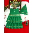 thumbnail image 4 of Mikrdoo 4Y,5Y,6Y,7Y Kid Toddler Girls Fall Winter Dress Sets Christmas Tree Shape Layered Sleeveless Dress With Hat 2Pcs Clothing 4T Green, 4 of 8