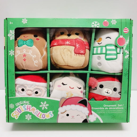 Squishmallows 2022 Christmas Ornaments Set of 6 Plush Ornaments Including Deer, Gingerbread Man, Nick, Nicolette & Mouse