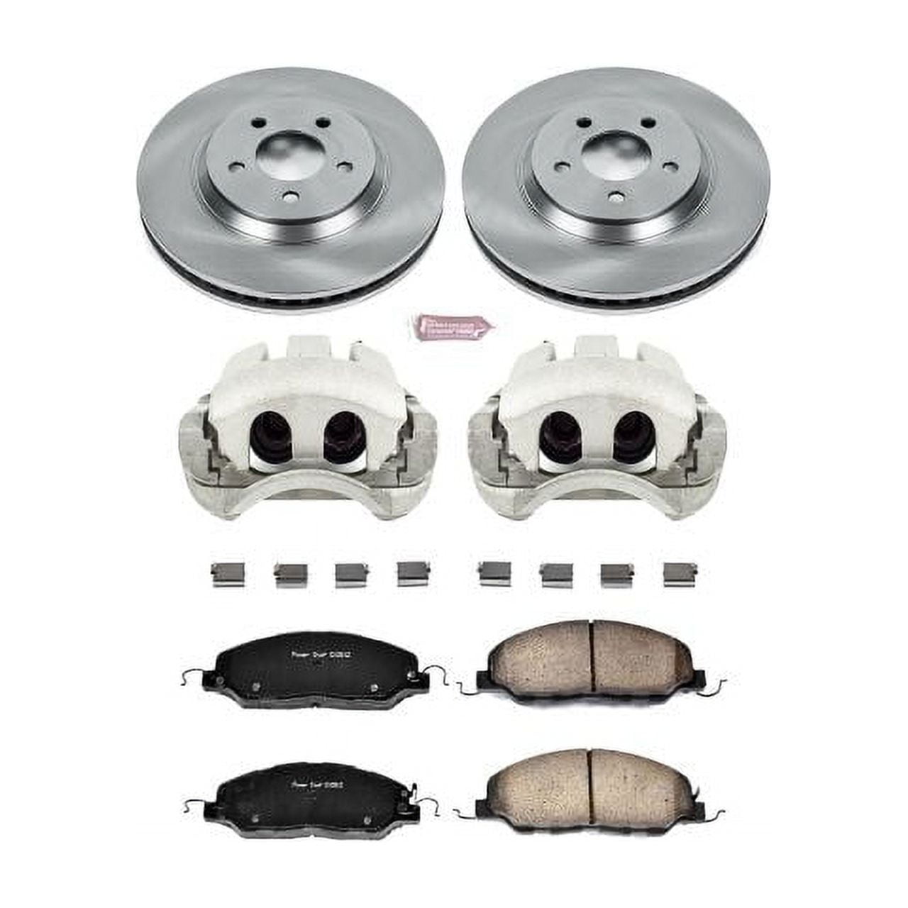 PowerStop Front Stock Replacement Brake Pad and Rotor Kit with Calipers Fits: FORD Select Models KCOE5407