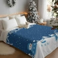 thumbnail image 3 of Christmas Snowman Flannel Blanket for Bed,Travel and Camping, Winter Deep Blue White Snowflakes Super Soft Cozy Blanket for All Seasons 30"x40", 3 of 9