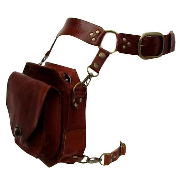 Medieval Waist Belt Drop Leg Bag Thigh Pouch Steampunk Waist Pack PU Leather Fanny Bag Motorcycle Thigh Wallet for Women