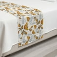 thumbnail image 2 of Autumn Bed Runner, Butterfly Leaves Dragon Fly Flora Insects Romantic Season Illustration, Decorative Accent Bedding Scarf for Hotels Homes and Guestrooms, Twin, Eggshell and Marigold, by Ambesonne, 2 of 2