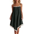 thumbnail image 3 of VBVC Women's Cotton-Linen Lace Trim Linen Slip Dress , Ladies' Spaghetti Strap Asymmetrical Hem Dress , Summer Casual Boho Swing Dress For Women,Dark Gray,S-2XL, 3 of 8