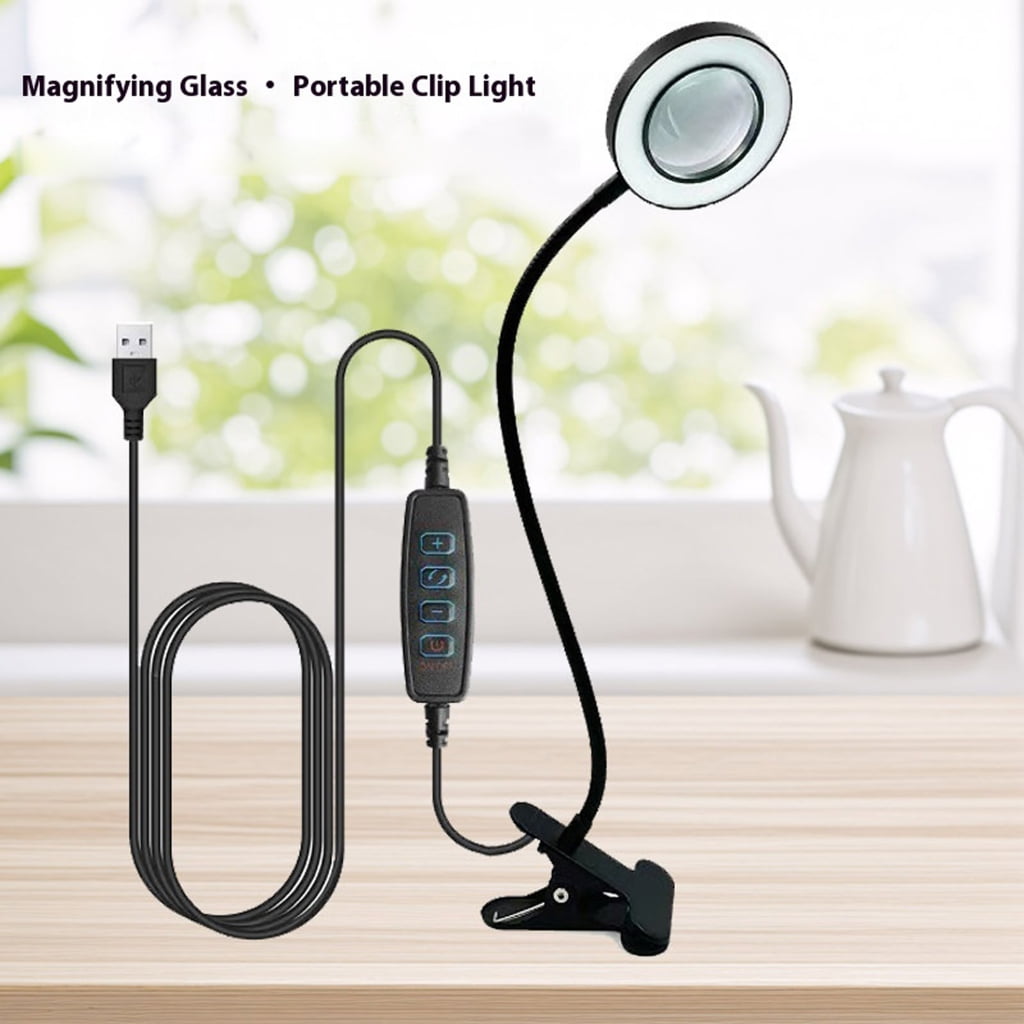 LED Desk Magnifiers 360 Adjustable Neck Strong Clamps for Reading Crafts Use