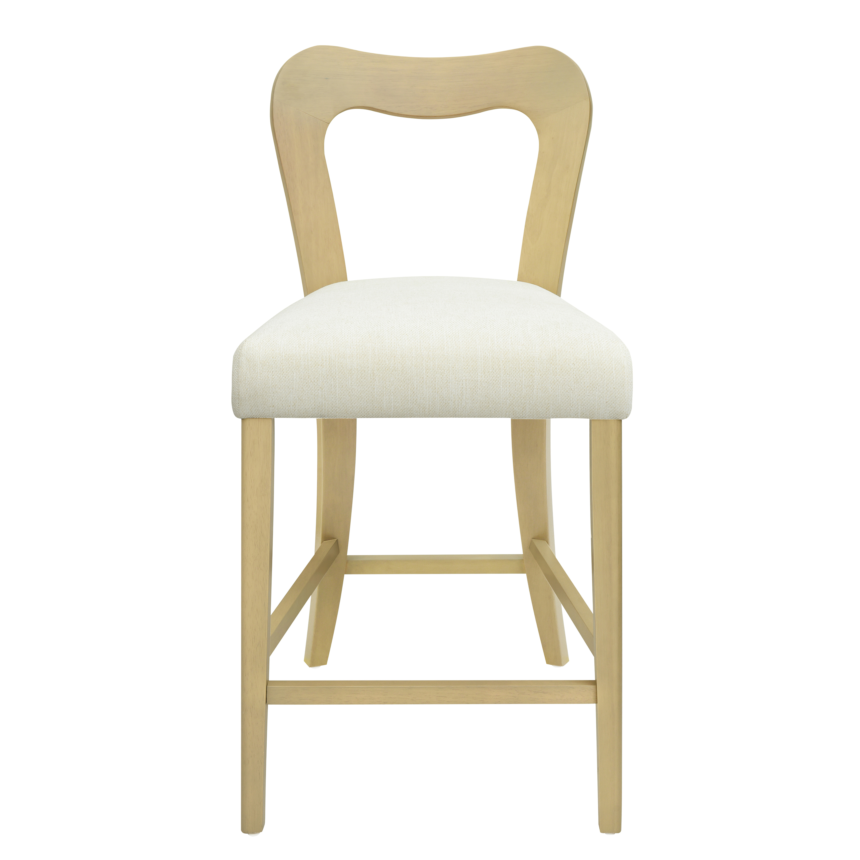 Euroco Counter Stools Set of 2, Upholstered Bar Stools Kitchen Island Chairs with Wooden Frame,Beige & Natural Ash