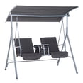thumbnail image 1 of Outsunny Double Swing Chair 2 Person Covered w / Pivot Table & Storage Console, 1 of 1