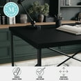 thumbnail image 5 of Martha Stewart Maddox Home Office Parsons Desk in Black Wood Grain with Oil Rubbed Bronze Metal X-Frame, 5 of 14