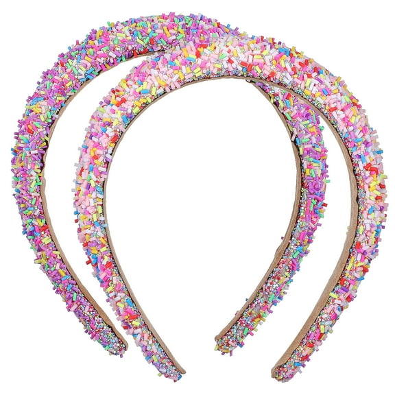NIAIZEK 2-Pack Sponge Headbands Multi-Color Glitter Soft Stretchy Hair Bands Trendy Fashion Accessories for Daily Wear