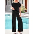 thumbnail image 2 of PRETTYGARDEN Women's Summer 2 Piece Matching Lounge Sets Short Sleeve Shirts Tops Wide Leg Pants Travel Airport Outfits, 2 of 7