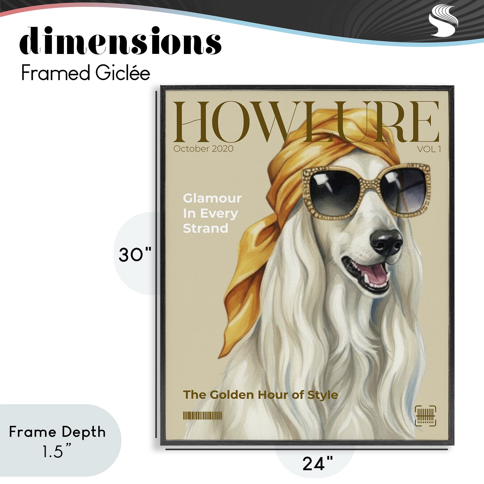 Stupell Industries Howlure Dog Fashion Magazine Black Framed Giclee Art, design by A Barefoot Stylist