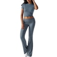 thumbnail image 2 of Pantalón de Traje de Corta Ajustado de Color Liso Gris Azul L, 2 of 9