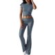 thumbnail image 2 of Pantalón de Traje de Corta Ajustado de Color Liso Gris Azul L, 2 of 9